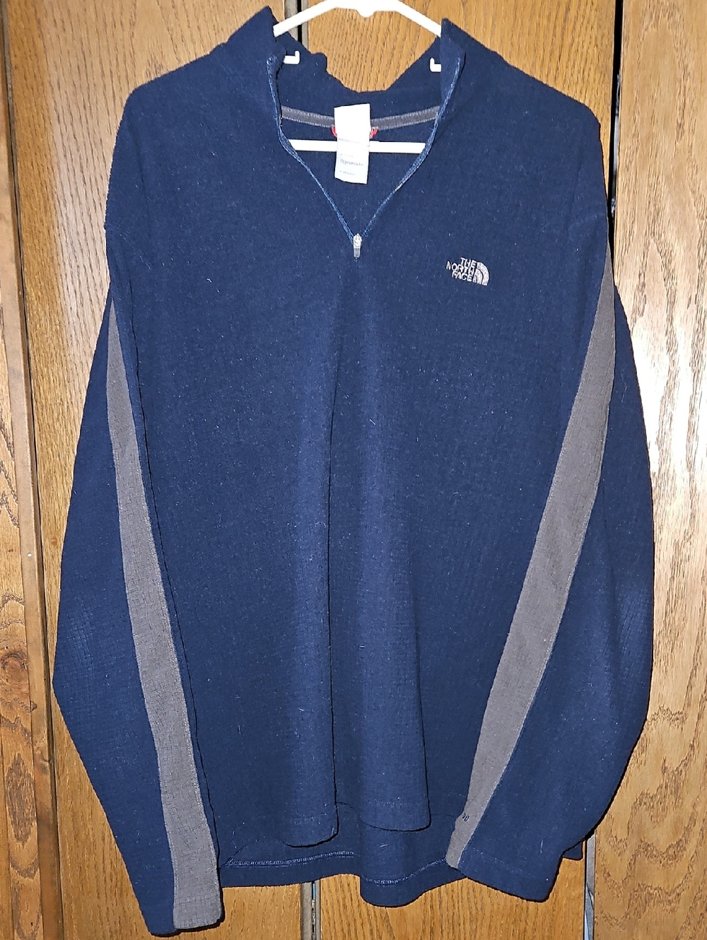 The North Face Men's Navy 1/2 Zip Sweater with Gray Sleeve Panels